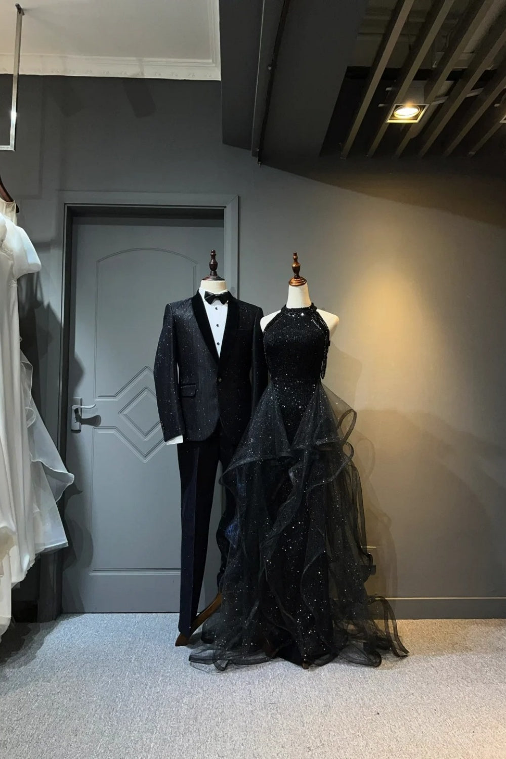 Black shiny long ball gown NV6624