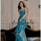 NiceVestidos--Sleeveless Lake Blue Shiny Slim fit Floor length Evening Dress NV5784