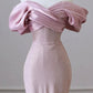 Pink Simple Mermaid Off-shoulder Sequined Long Ball Gown Evening Dress nv1918