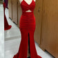 Red Off-the-shoulder Twisted Mermaid Slim Fit Slit Long Ball Gown Evening Dress nv2837