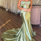 Green off the shoulder satin long high slit formal party dress evening gown prom dress nv2099