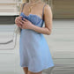 Gray Blue Spaghetti Strap Short Mini Party Dress Homecoming Dress Evening Dress nv2805