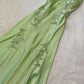 Sage Green Vintage V Neck Beaded Long Party Dress Evening Gown Prom Dress nv2045