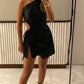 Black Satin Short Party Dress Homecoming Dress nv2140