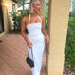 Elegant White Off Shoulder Strap Cocktail Dress Simple Party Dress Homecoming Dress nv2142