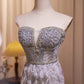 Glittery Tulle Off-the-shoulder Mermaid Long Ball Gown Evening Dress with Beaded Feathers nv2048