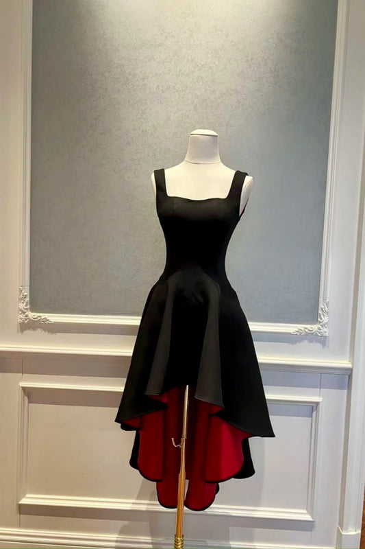 Red background dress, large skirt, short front and long back, birthday dress, party dress NV6594