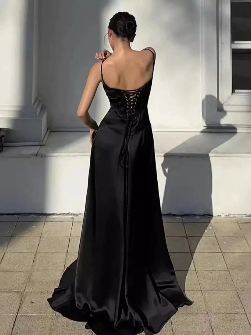 Simple Brown Spaghetti Straps A Line Prom Dress Party Dress nv1713