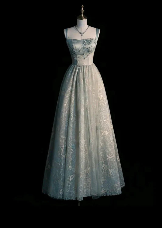 Blue Elegant Long Tulle Prom Dress Evening Dress Party Dress nv4697