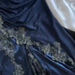 Navy Blue Vintage Elegant Spaghetti Strap Exquisite Lace Long Mermaid Satin Empire Dress Ball Gown Evening Dress Party Dress Prom Dress nv4033
