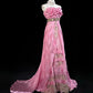 Pink Fashion Ruffled Mermaid Satin Beaded Long Ball Gown Evening Dress Beautiful Bride Wedding Dress nv4291