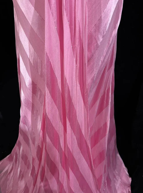 Pink Fashion Ruffled Mermaid Satin Beaded Long Ball Gown Evening Dress Beautiful Bride Wedding Dress nv4291