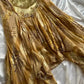 Gold Floral Elegant Long Satin Prom  Dress Evening Dress Party Dress nv4696