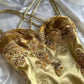 Gold Floral Elegant Long Satin Prom  Dress Evening Dress Party Dress nv4696