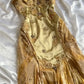 Gold Floral Elegant Long Satin Prom  Dress Evening Dress Party Dress nv4696