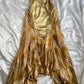 Gold Floral Elegant Long Satin Prom  Dress Evening Dress Party Dress nv4696