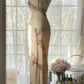Champagne Vintage Bodycon Dress Chiffon One Shoulder Beaded Long Prom Dress Graduation Prom Dress Evening Dress Party Dress nv4110