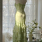Green Mermaid Vintage Sweetheart Beaded Multi-Layer Long Chiffon Fairytale Ball Gown Party Dress nv4113