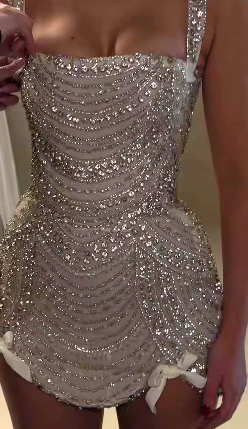 Silver Gorgeous Luxury Stunning Bodycon Beaded Short Prom Dress Homecoming Dress Birthday Dress nv4795
