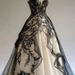 NiceVestidos-Black-White Paneled Lace Tulle Sleeveless Floor-Length Gothic Gown NV6201