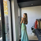 Mermaid Straps Ombre Green Floor Length Backless Prom Dress nv1715