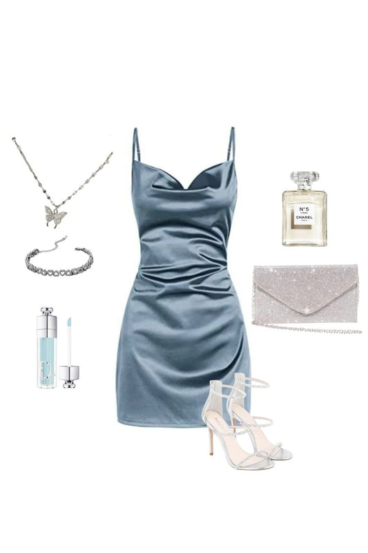 NiceVestidos-BLUE SATIN SHORT HOMECOMING DRESS HOCO DRESS nv5481