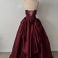 Halter Sleeveless Burgundy Satin Maxi Dress | Luxury Elegant Tassel Waist Ball Gown for Gala Ball NV6299