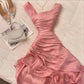 Pink Satin One-shoulder Gown: Banquet Centerpiece Look NV6397