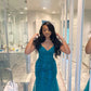 Green elegant exquisite applique beading long tulle ball gown evening dress party dress nv1404