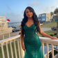 Green elegant exquisite applique beading long tulle ball gown evening dress party dress nv1404