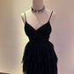 ✨Beautiful date little black dress short chiffon homecoming dress party dress nv5431