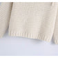 Beige new retro fashion long-sleeved solid color hooded loose knit sweater top 2