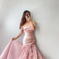 Pink Floral Fashion Elegant Mermaid Long Satin Prom Dress Evening Dress nv4775