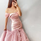 Pink Floral Fashion Elegant Mermaid Long Satin Prom Dress Evening Dress nv4775