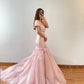 Pink Floral Fashion Elegant Mermaid Long Satin Prom Dress Evening Dress nv4775