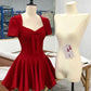 Red Fashion Sweet Bow Short Sleeve Homecoming Dress Prom Dress Birthday Dress nv4515