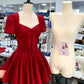Red Fashion Sweet Bow Short Sleeve Homecoming Dress Prom Dress Birthday Dress nv4515