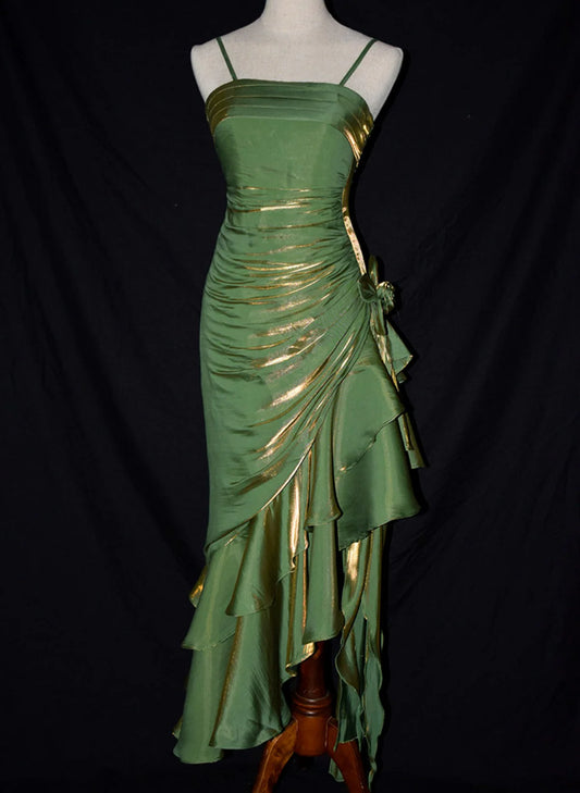 Satin Vintage Style High Low Straps Party Dress Prom Dress Evening Dress nv1626