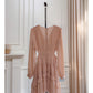 NiceVestidos-Homecoming Dress Floral Champagne Chiffon Gentle And Elegant Short Dress Party Dress nv5553