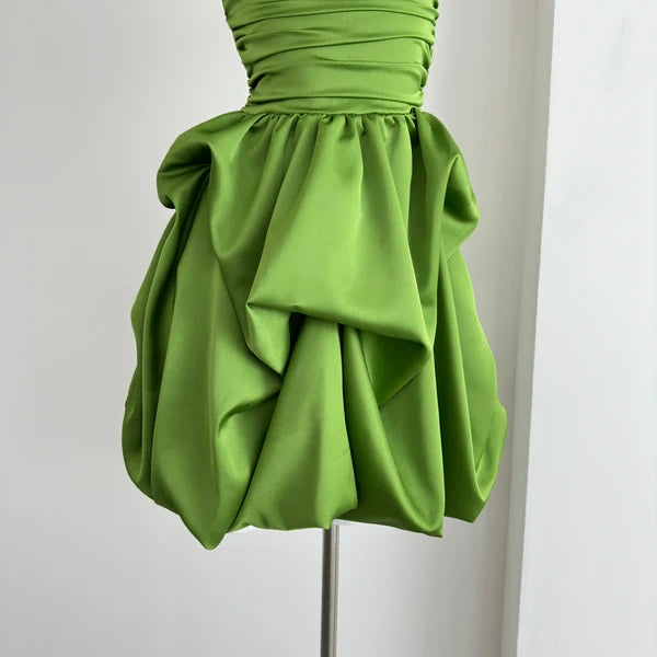 Green Homecoming Dress Spaghetti Strap A-Line Short Satin Prom Gown Party Dress nv4266