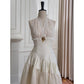 NiceVestidos-Homecoming Dress Apricot Waist Slimming Mid-Length Elegant Halterneck Backless Dress nv5552