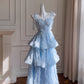 NiceVestidos-Homecoming Dress Blue Chiffon Birthday Cake Dress Chic Unique Suspender Long Dress nv5551