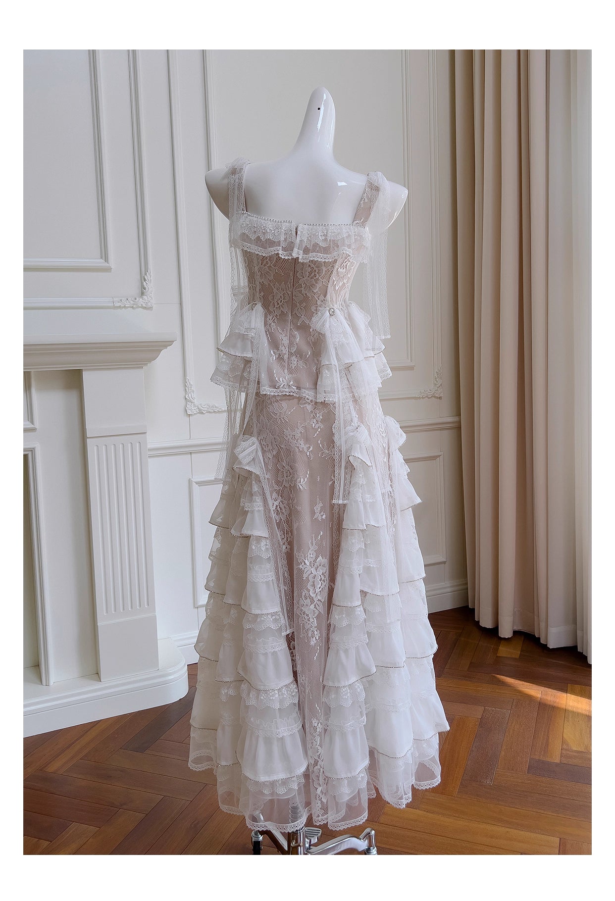 NiceVestidos-Sweet Long Dress French Cake Sling Suit High-End White Fashion Two-Piece Suit nv5547