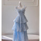 NiceVestidos-Homecoming Dress Blue Chiffon Birthday Cake Dress Chic Unique Suspender Long Dress nv5551