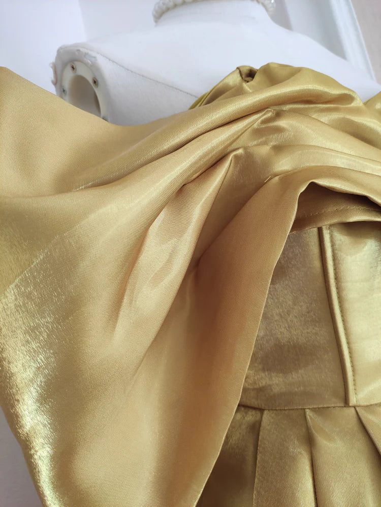 Yellow Homecoming Dress Fashion A-line Off-shoulder Satin Short Birthday Dress nv4271