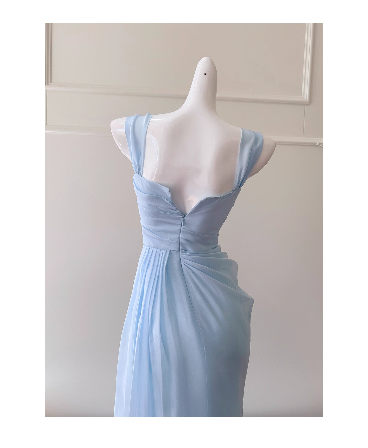 NiceVestidos-Homecoming Dress Blue Suspender Design Waist Long French Retro Summer Popular Dress For Women nv5557