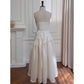 NiceVestidos-Homecoming Dress Apricot Waist Slimming Mid-Length Elegant Halterneck Backless Dress nv5552