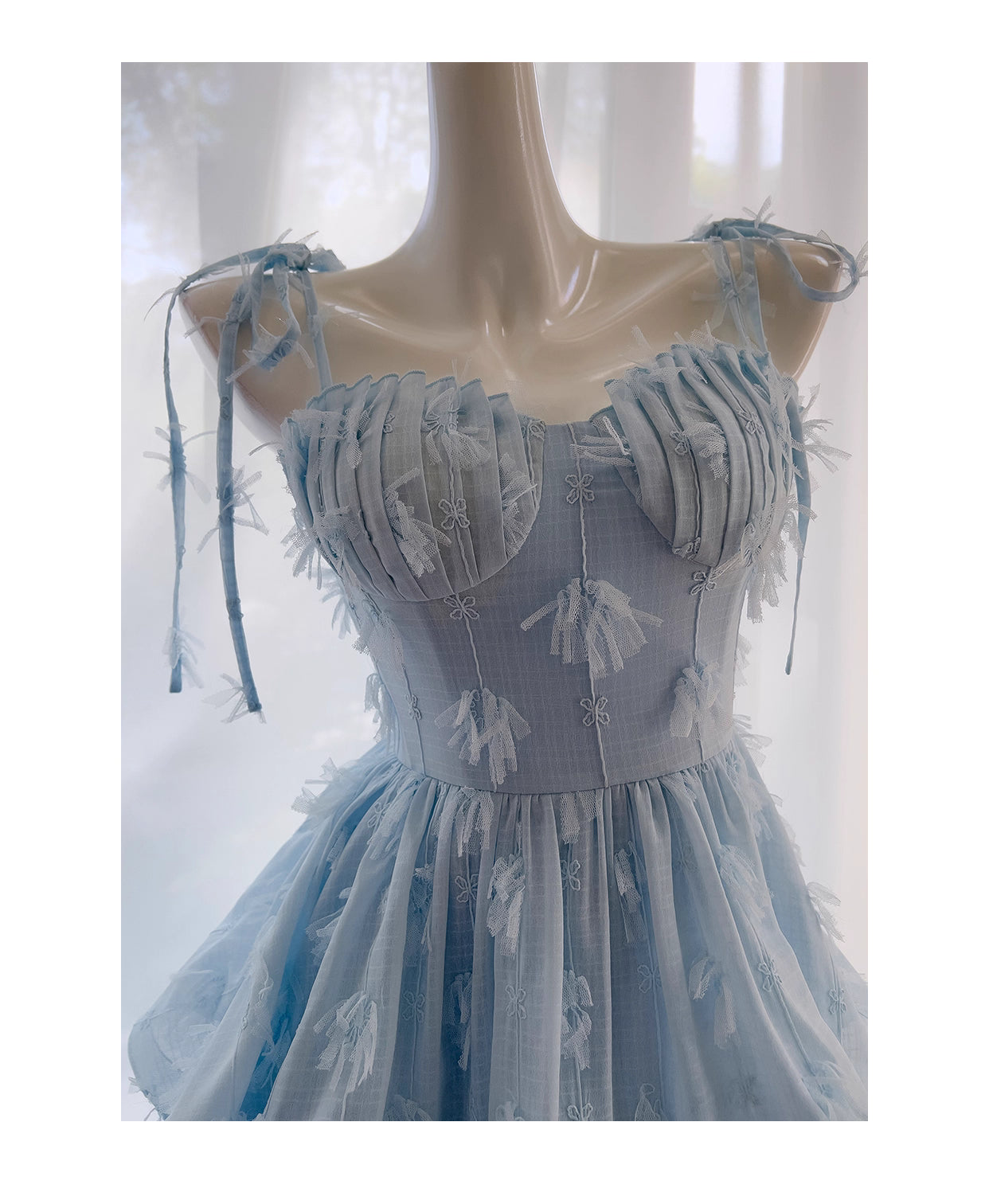 NiceVestidos-Homecoming Dress Blue Chiffon Birthday Cake Dress Chic Unique Suspender Long Dress nv5551