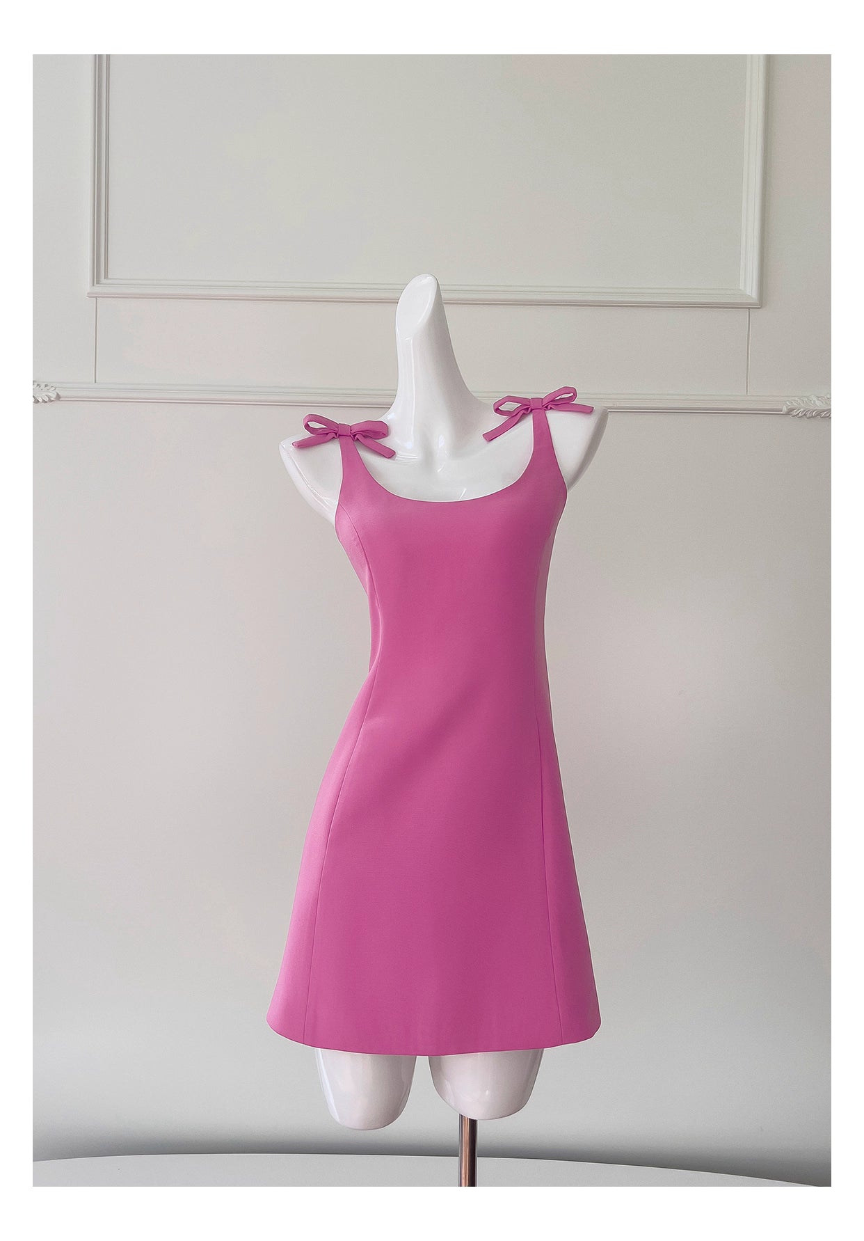 NiceVestidos-Short Homecoming Dress Simple Short Bow Suspender Dress Waist Rose Red Petite Date nv5550
