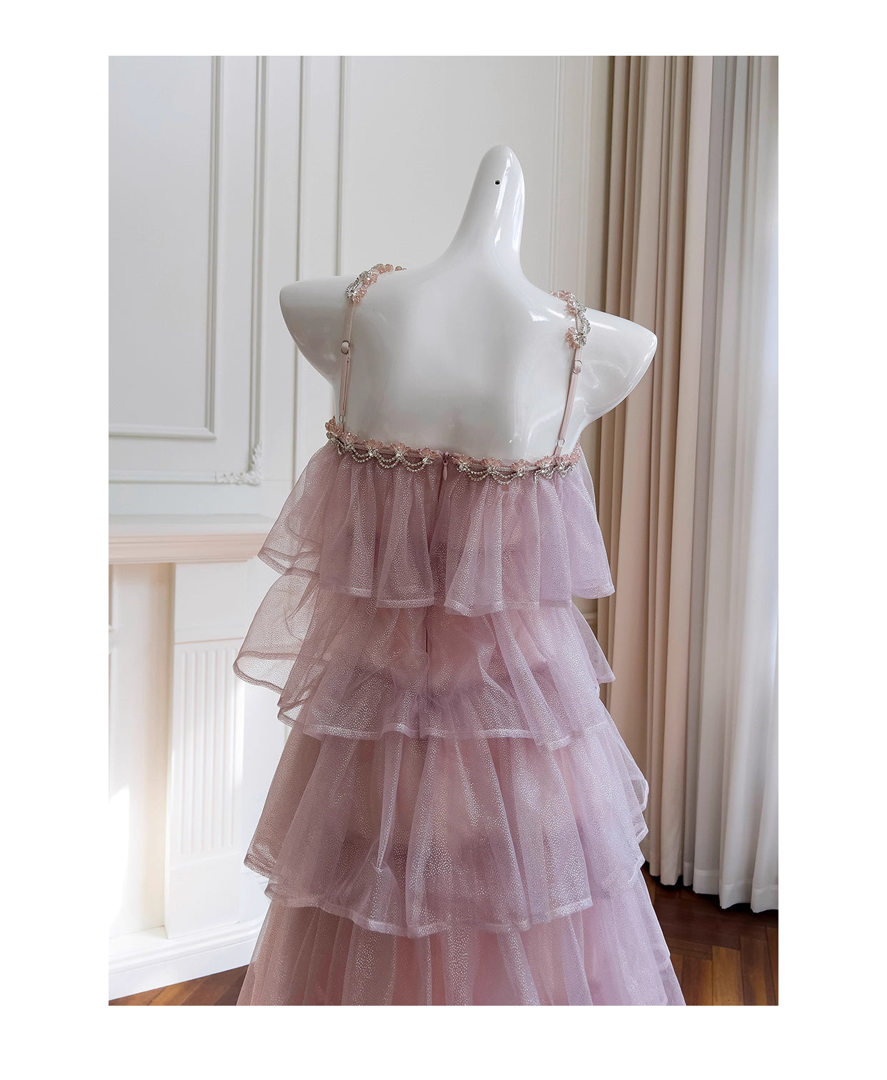 NiceVestidos-Homecoming Dress Pink Mesh Sling Cake French Birthday Party Dress Dress For Women nv5558